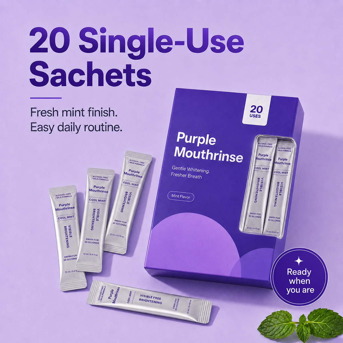 Purple Mouthwash Sachets 20 Pack