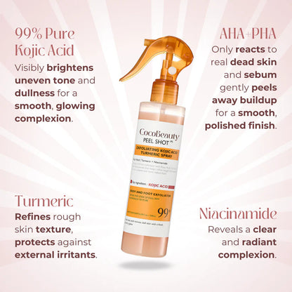 CocoBeauty Peel Shot - Kojic + Turmeric Body Peel Spray