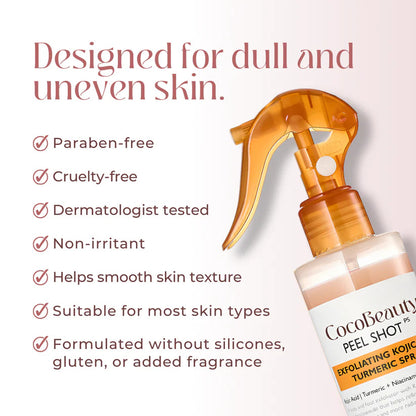 CocoBeauty Peel Shot - Kojic + Turmeric Body Peel Spray