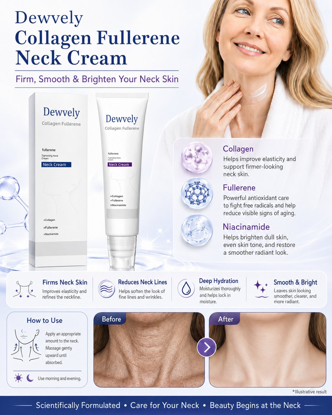 Roller Massage Neck Cream 🧴 Collagen & Hyaluronic Acid | Firms Neck, Reduces Wrinkles & Double Chin
