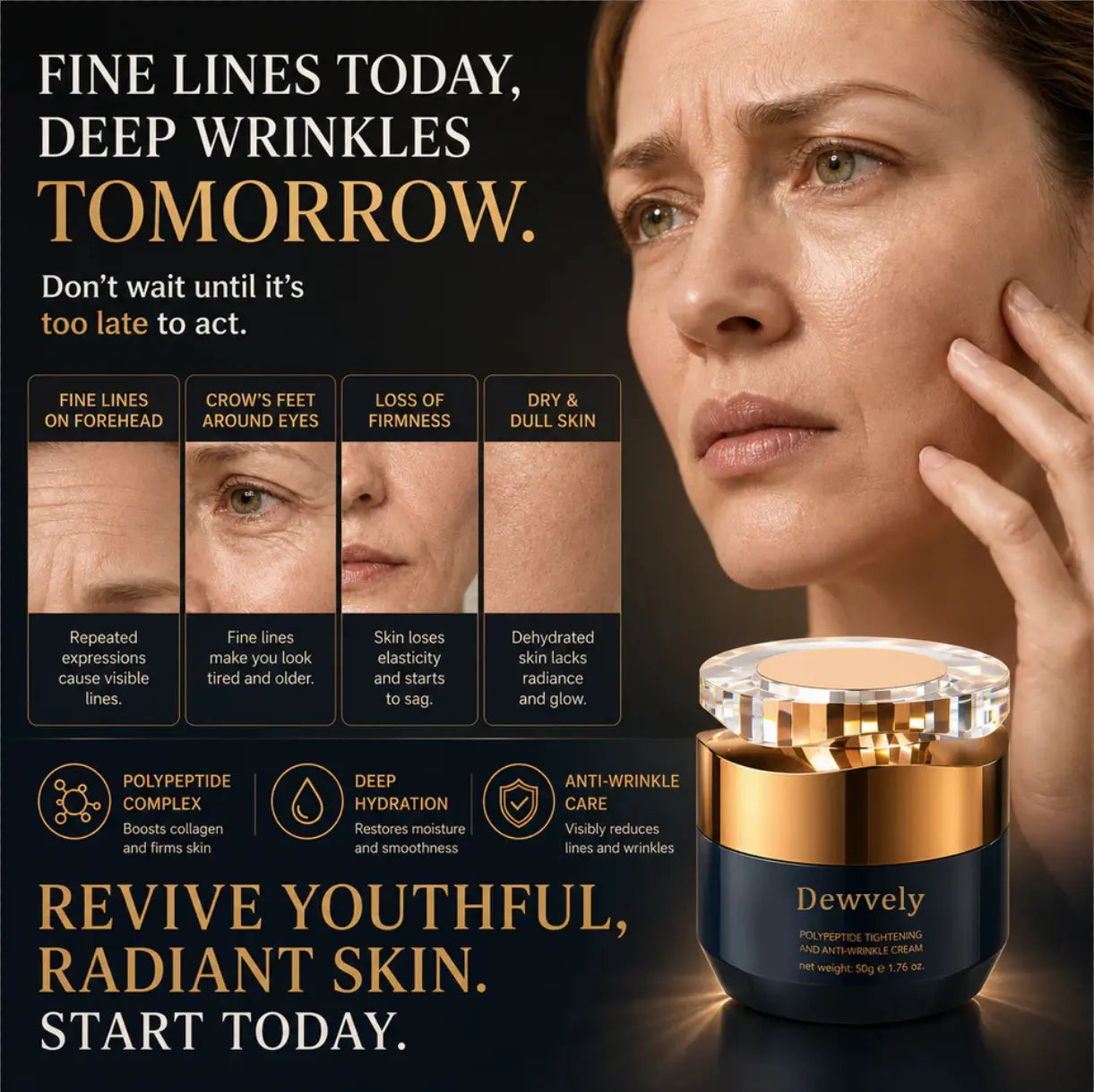 Dewvely Anti-Wrinkle Face Cream-smoother fine lines and wrinkles-improved skin hydration and elasticity