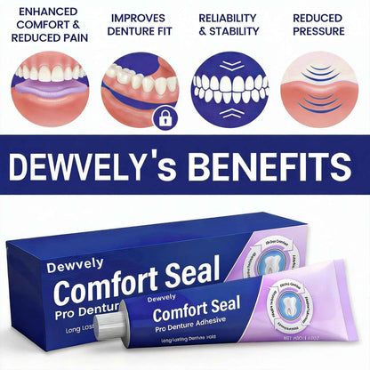 🔥 LIMITED SPECIAL OFFER 🔥 Dewvely Comfort Seal Pro Denture Adhesive🦷💜FDA Certified (Clinically Proven 96- Hour Lock Hold for Secure, Comfortable & Zinc-Free Denture Fit)