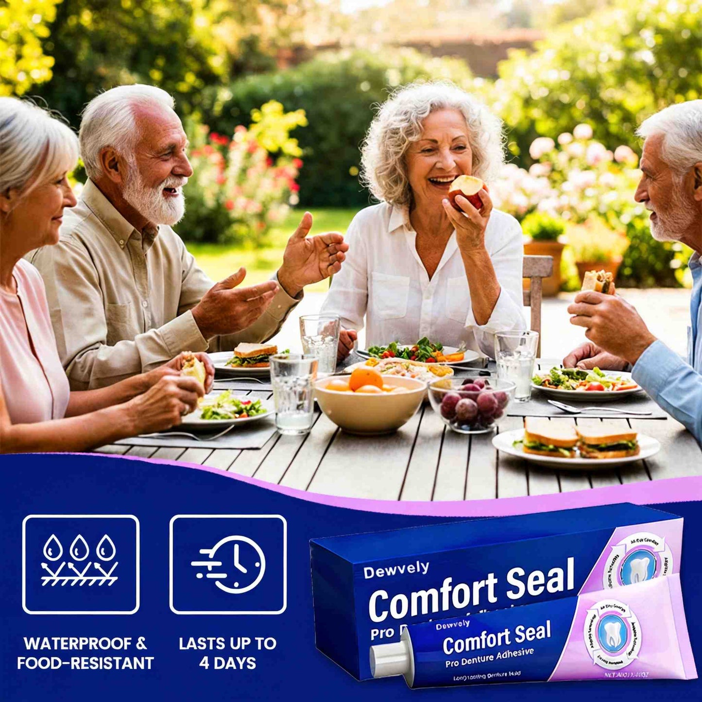 🔥 LIMITED SPECIAL OFFER 🔥 Dewvely Comfort Seal Pro Denture Adhesive🦷💜FDA Certified (Clinically Proven 96- Hour Lock Hold for Secure, Comfortable & Zinc-Free Denture Fit)