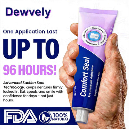 🔥 LIMITED SPECIAL OFFER 🔥 Dewvely Comfort Seal Pro Denture Adhesive🦷💜FDA Certified (Clinically Proven 96- Hour Lock Hold for Secure, Comfortable & Zinc-Free Denture Fit)