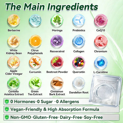 Dewvely-Moringa · Berberine × 10-in-1 Advanced Nano Microneedle Patch