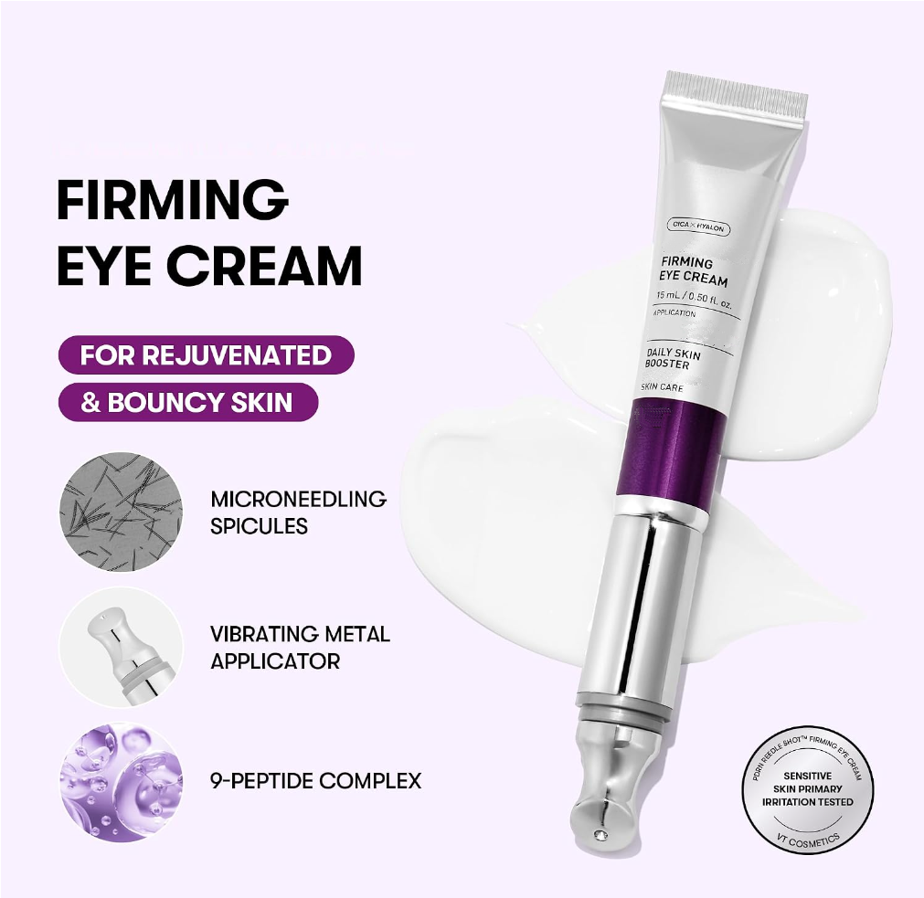 Dewvely Firming Eye Cream, 9-Peptide Complex, Bakuchiol & Hyaluronic Acid, Vibrating Metal Applicator for Puffiness, Fine Lines & Wrinkles, Korean Skincare