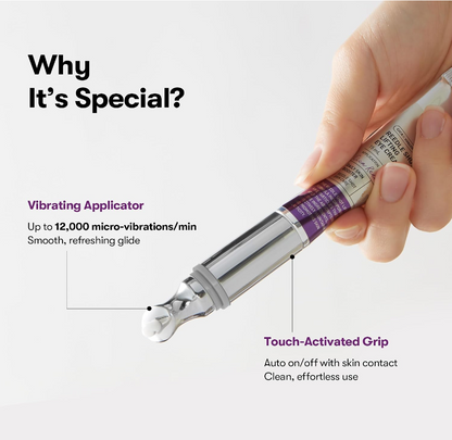 Dewvely Firming Eye Cream, 9-Peptide Complex, Bakuchiol & Hyaluronic Acid, Vibrating Metal Applicator for Puffiness, Fine Lines & Wrinkles, Korean Skincare